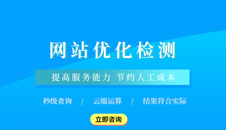 网站优化检测，秒级查询、云端运算、  结果符合实际，提高服务能力，节约人工成本。